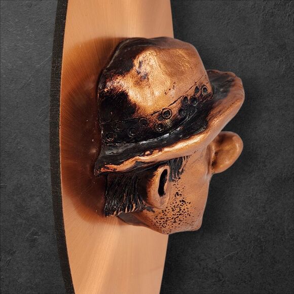 Vintage Copper & Resin Sad Clown Wall Plaque 10" Mid Century Art MCM Coppercraft - Picture 5 of 11